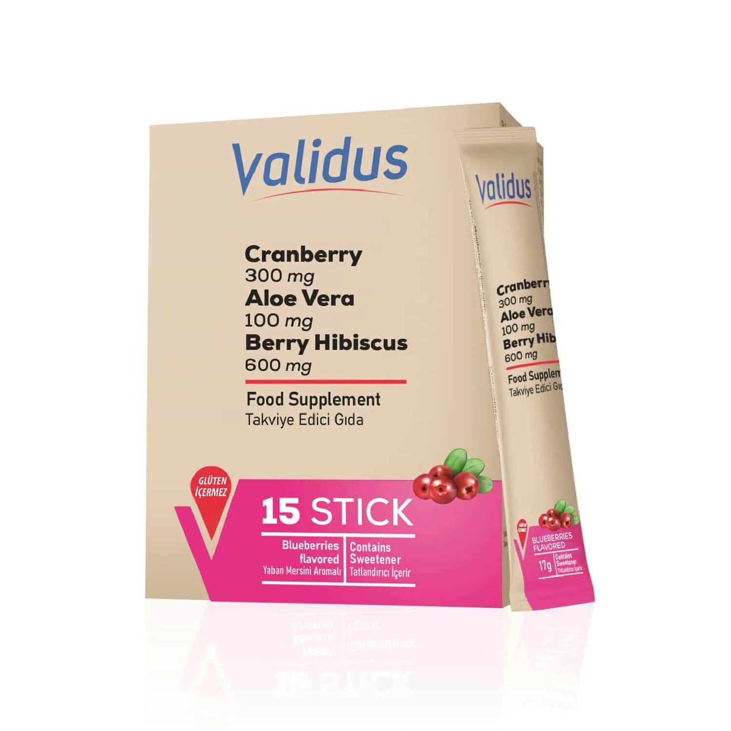 8683744978259_1 Cranberry + Aloe Vera + Tea Tree + Hibiscus + Bearberry + D-Mannos 15 Stick - Görsel 1