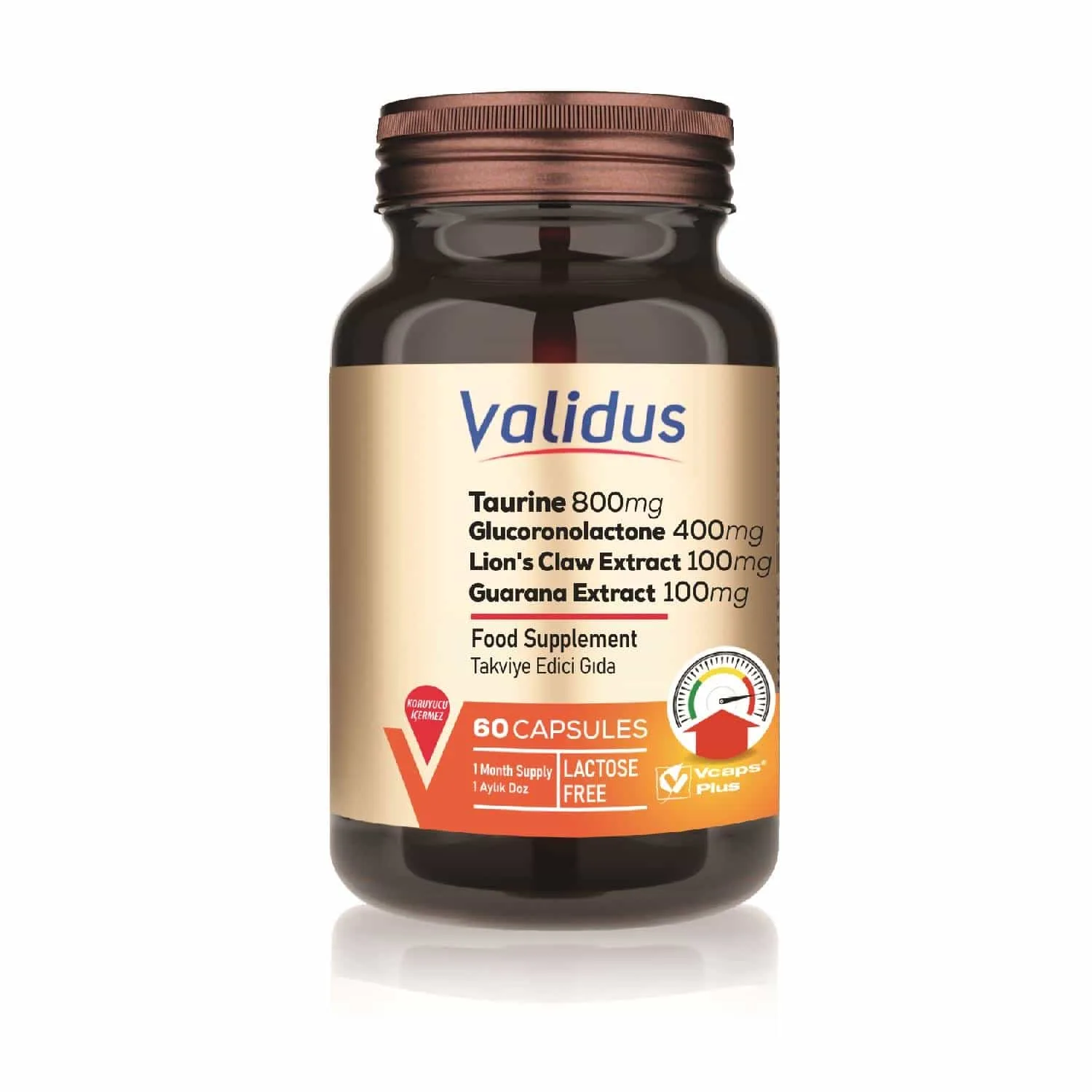 8684209792809_1 Taurine Glucoronolactone Lion's Claw Extract Guarana Extract 60 Capsules - Görsel 1